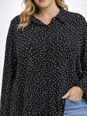 Women’s Plus Size Black Polka Dot Button-Up Blouse - Size 4X
